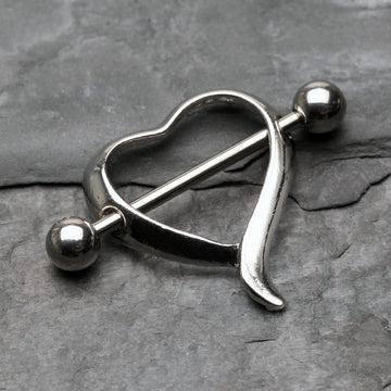 Detail View 1 of Classic Heart Nipple Shield Ring-Steel